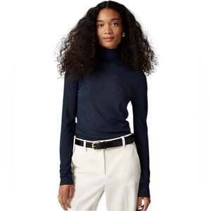 NEW J. CREW Tissue crepe turtleneck in Navy Size XL